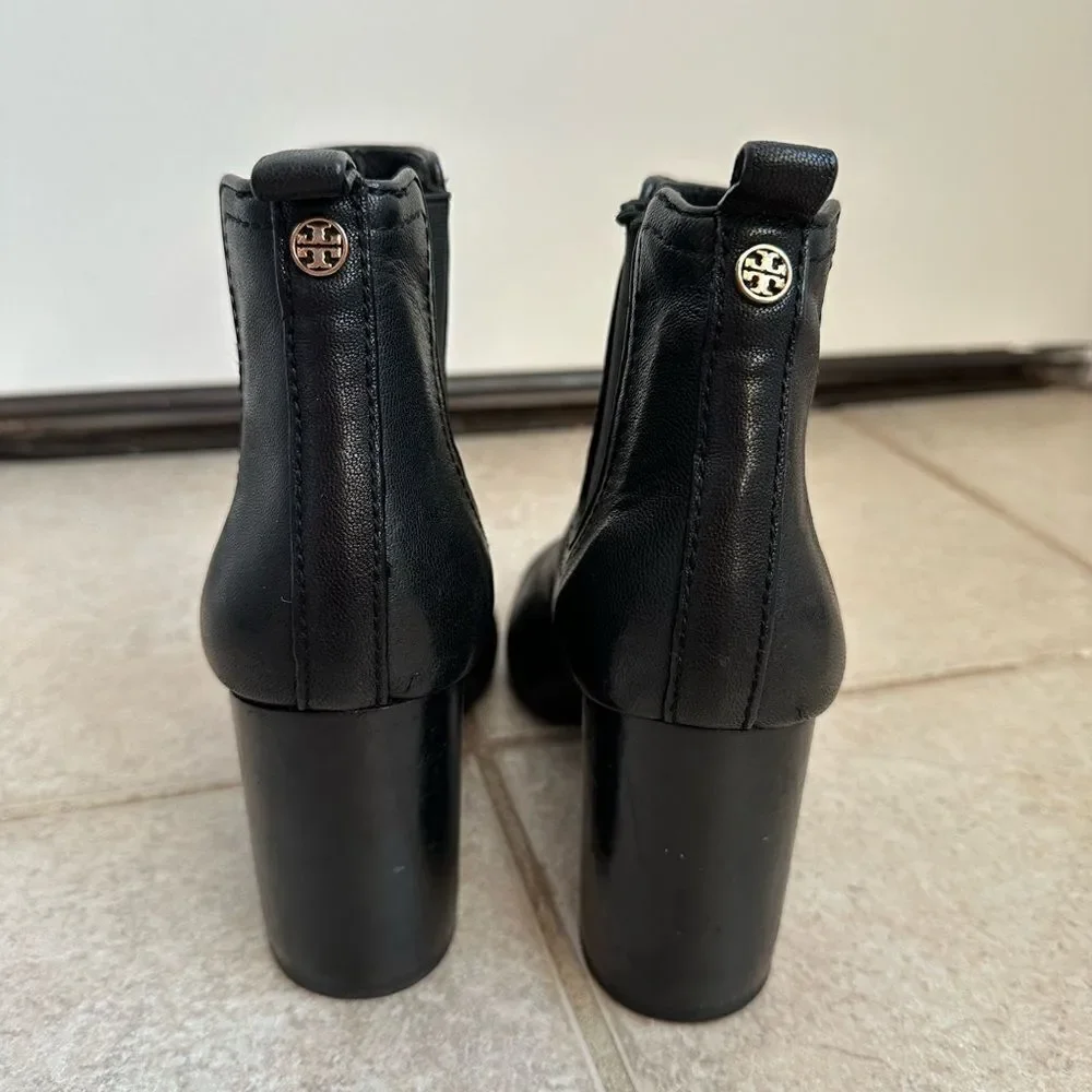 Tory Burch Boots size 8 real genuine leather ankle‎ boot black Margaux